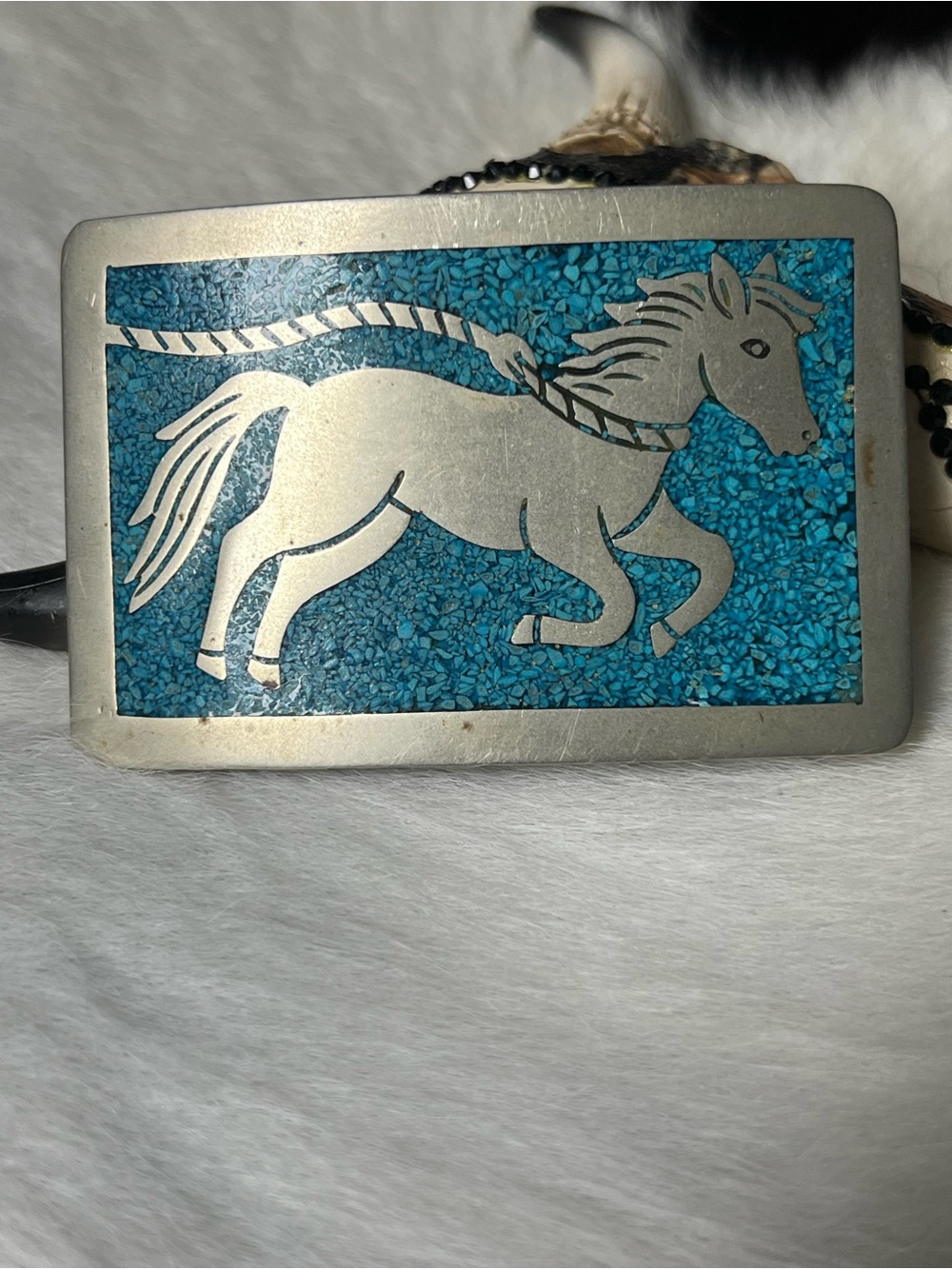 Vintage alpaca Mexico belt buckle
